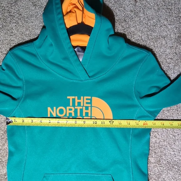The North Face Green Hoodie with Orange Logo Size Small - Picture 9 of 9
